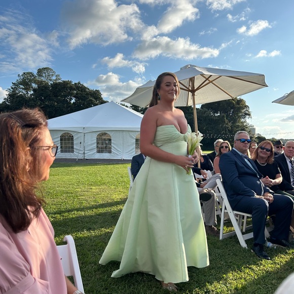 Badgley Mischka Strapless Light Green Gown - Picture 7 of 7